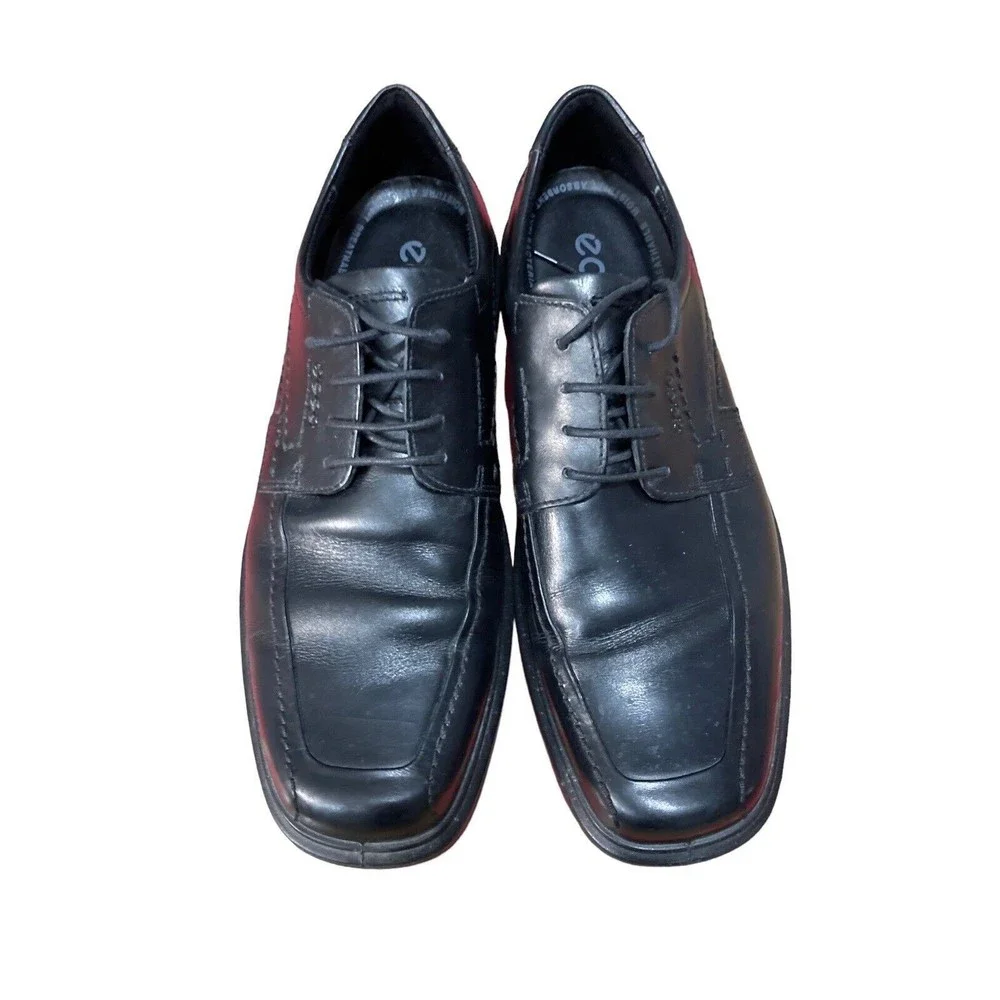 Ecco Mens Black Leather‎ Lace Up Loafers Size 45 (US 11)